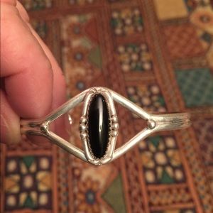 Sterling silver and black stone bracelet